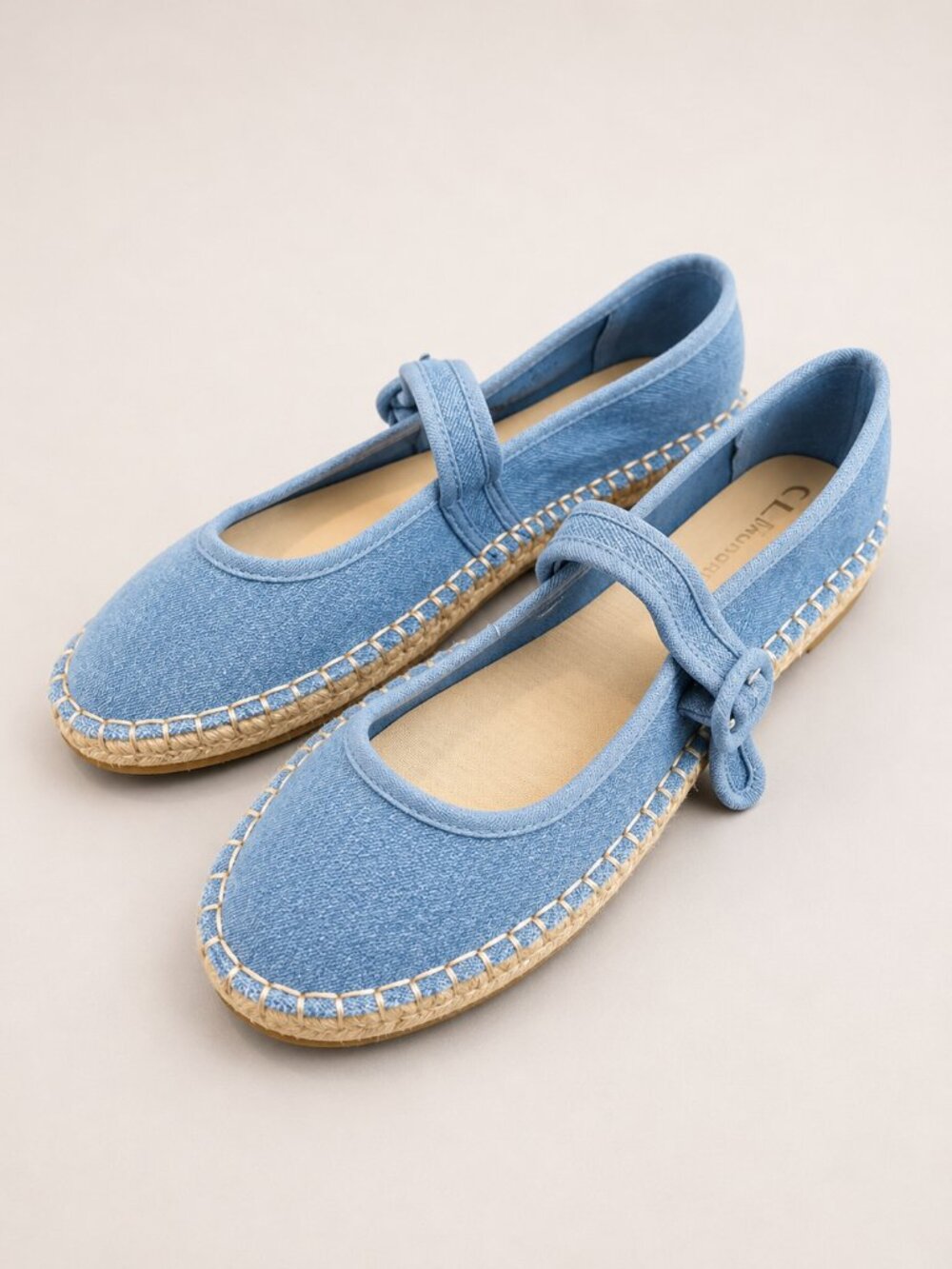CL by Laundry Espadrille Mary Jane‎ Ballet Flats Women 7W-7.5W Blue Denim Boho